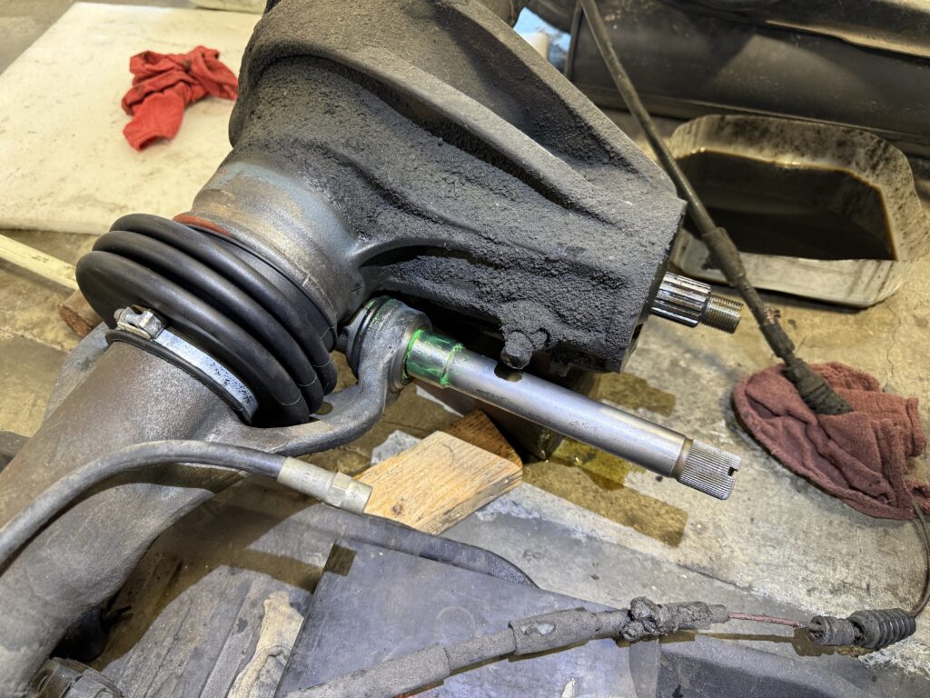 Mercedes SL190 rear axle shaft removal from differential during suspension and drivetrain repair