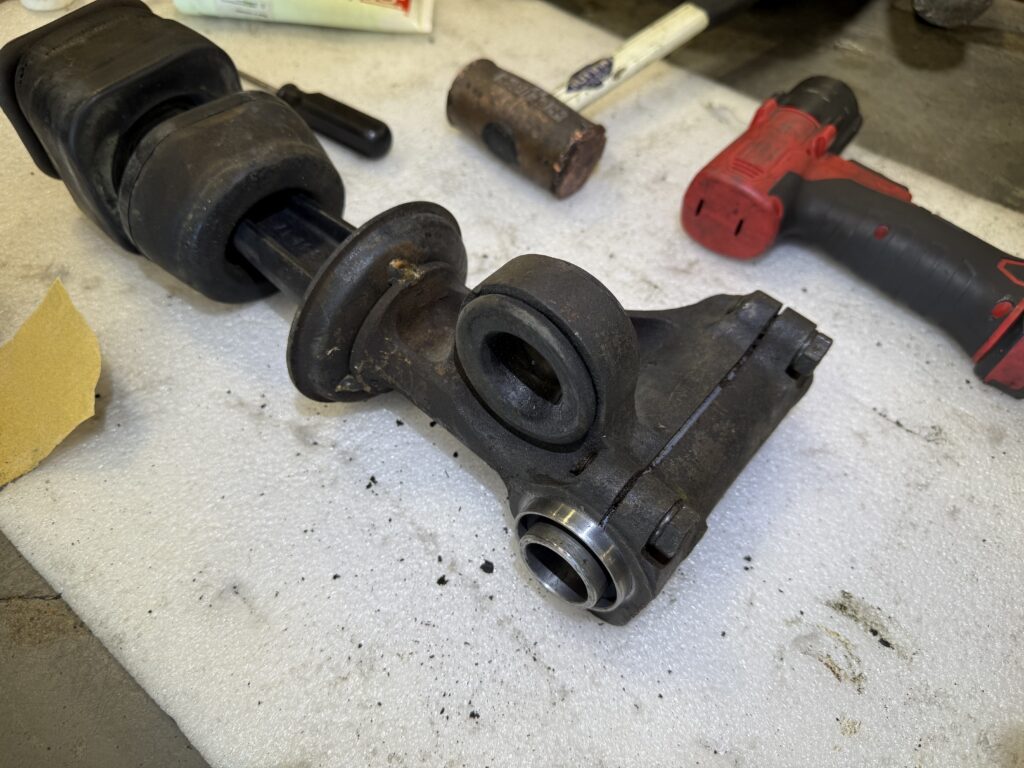 Mercedes SL190 control arm bushing replacement and suspension repair in auto workshop