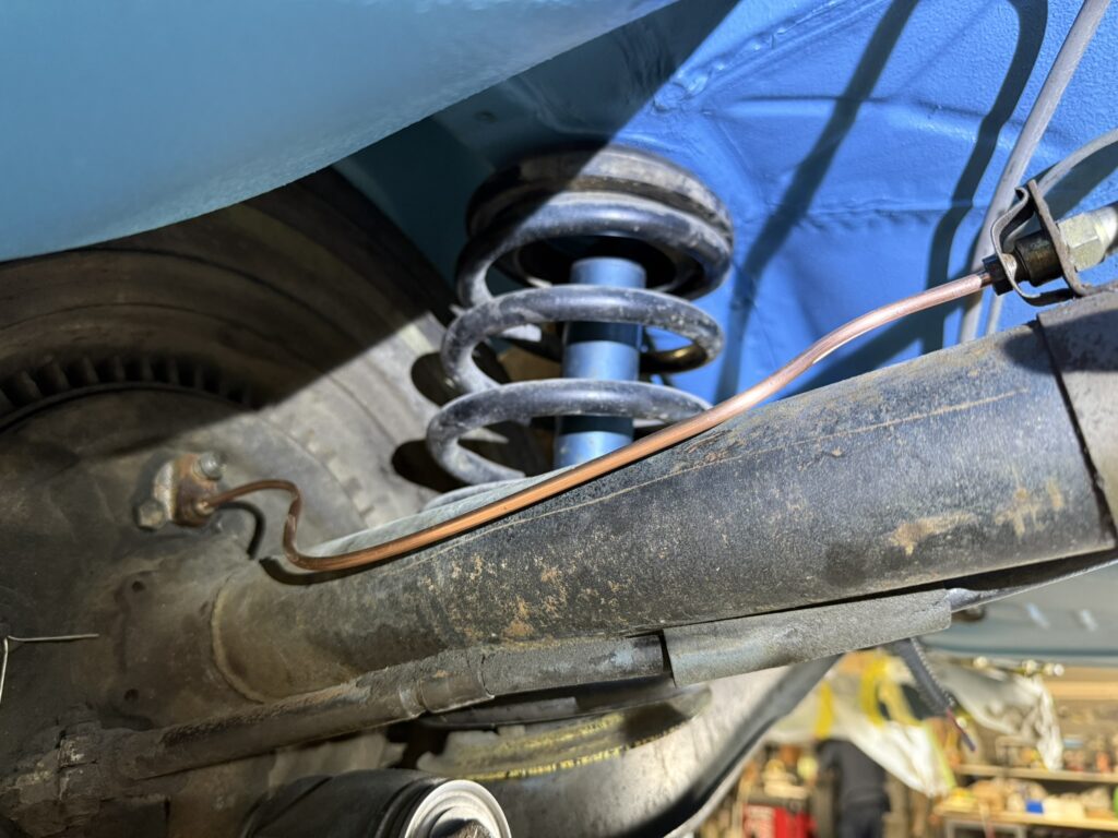 Mercedes 190SL brake line fabrication copper tubing rear axle classic car