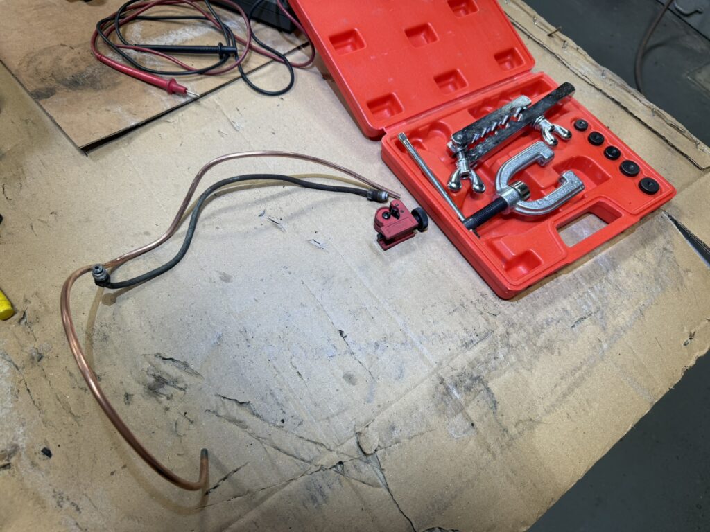 Mercedes 190SL brake line fabrication tool copper tubing bending classic car repair