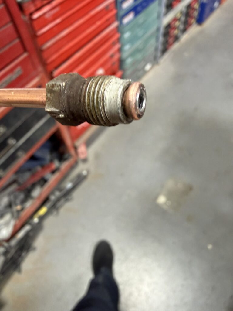 Mercedes 190SL brake line fitting copper tubing connection classic car restoration