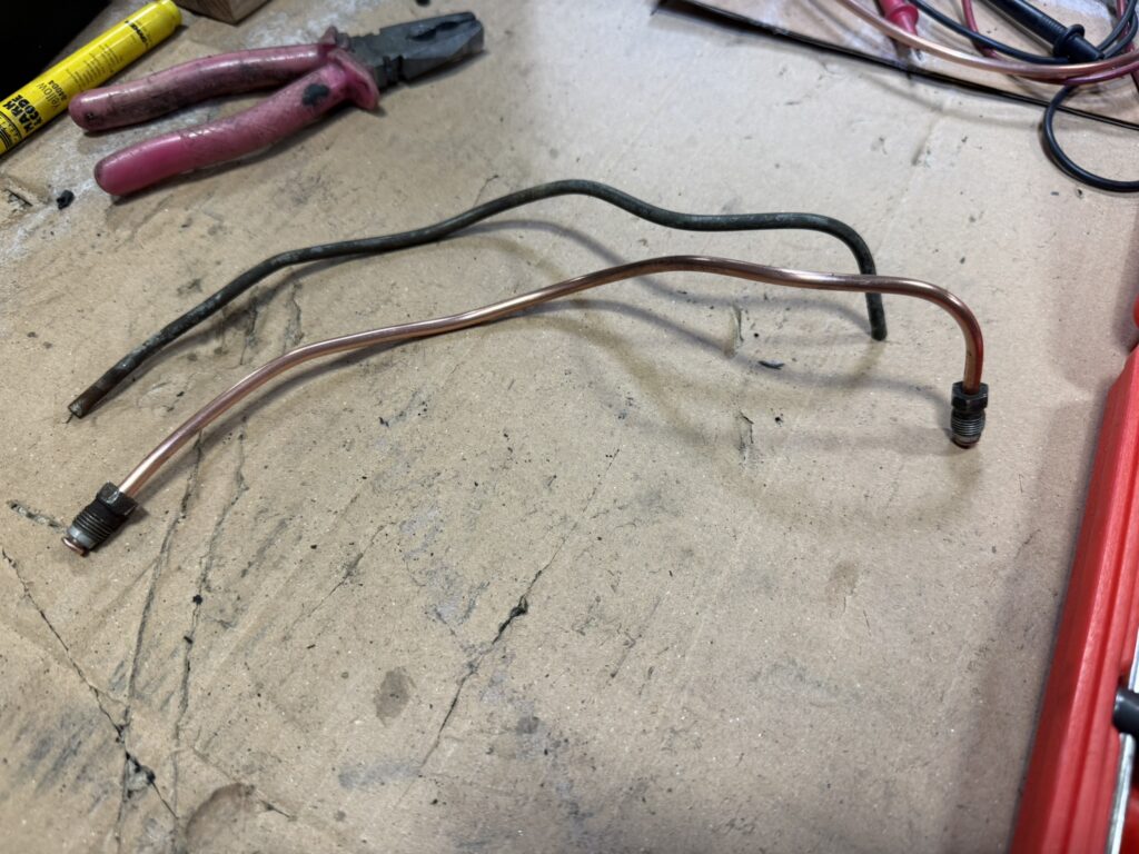 Mercedes 190SL old vs new brake line copper tubing replacement classic car